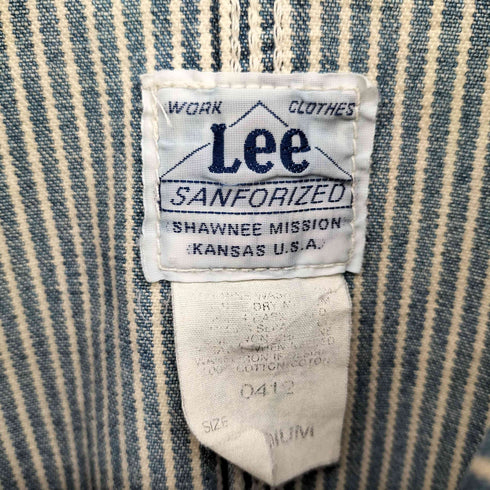 リー Lee 日本製 ヒッコリー ストライプ コットン ワーク カバーオール ジャケット メンズ import:M