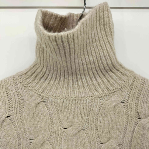 スリードッツ three dots ウール ヤク ケーブル アラン ニット タートルネック セーター レディース