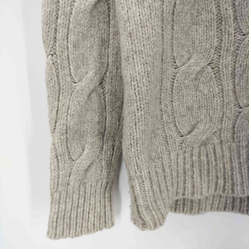 スリードッツ three dots ウール ヤク ケーブル アラン ニット タートルネック セーター レディース