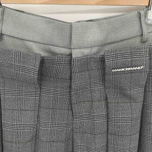 MAMC CHN レイヤードデザイン チェック柄 ハイウエストスラックスパンツ Import レディース S