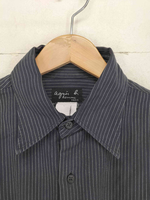 アニエスベーオム Agnes b.homme 90S ストライプ柄 ロングスリーブポケットシャツ メンズ 3