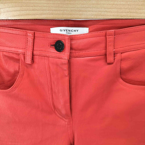 ジバンシィ GIVENCHY ラムレザー 裾ジップスキニーパンツ レディース 36