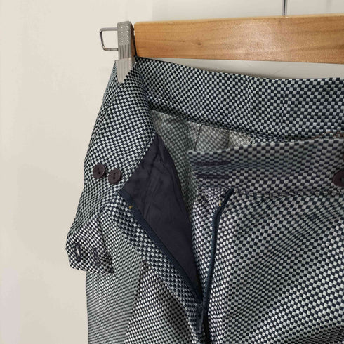 ミッソーニ MISSONI シルク100 optiジップ ギンガムチェック センタープレス スラックスパンツ メンズ 40