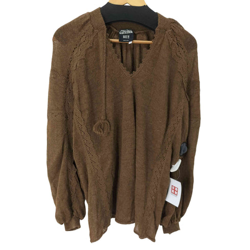 ジャンポールゴルチエマイユ Jean Paul GAULTIER MAILLE アルパカ レースデザイン Vネックニット レディース JPN:M