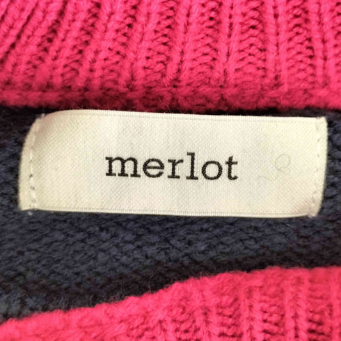 メルロー merlot クロシェ ジャガードスリーブニット レディース FREE