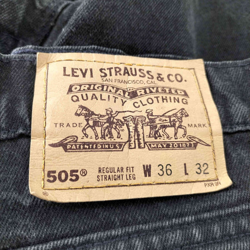 リーバイス Levis 90S 505 REGULAR FIT ボタン裏 505 刻印 オレンジタブ 先染め ブラック デニム ストレート パンツ 1997年製 メンズ W36 L32