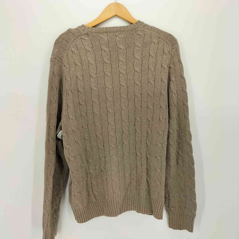 ポロラルフローレン POLO RALPH LAUREN 同色 ポニー 刺繍 コットン ケーブル プルオーバー ニット メンズ import:M