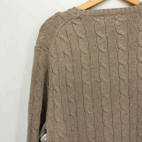 ポロラルフローレン POLO RALPH LAUREN 同色 ポニー 刺繍 コットン ケーブル プルオーバー ニット メンズ import:M
