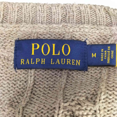 ポロラルフローレン POLO RALPH LAUREN 同色 ポニー 刺繍 コットン ケーブル プルオーバー ニット メンズ import:M