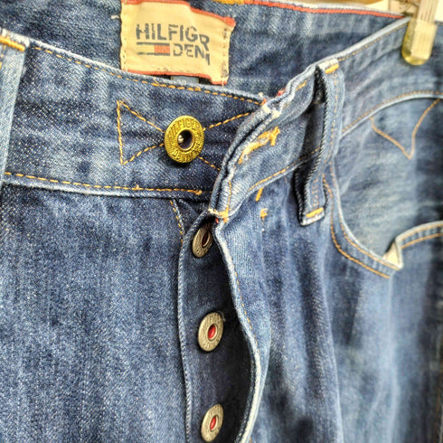 トミーヒルフィガー TOMMY HILFIGER ボタンフライ ストレート デニム パンツ メンズ 32/32