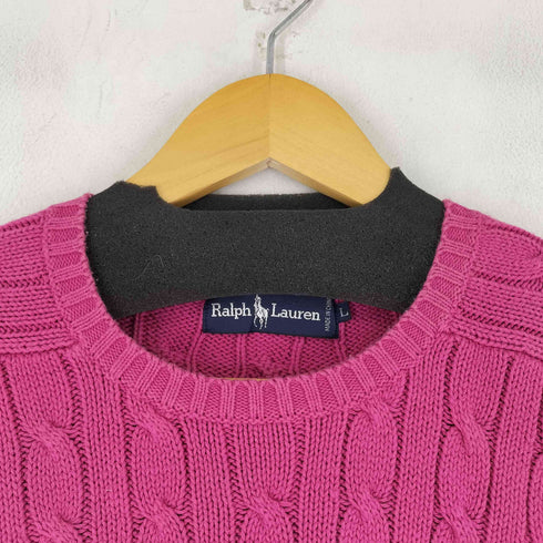 ラルフローレン RALPH LAUREN スモールポニー刺繍 ケーブルニット レディース L