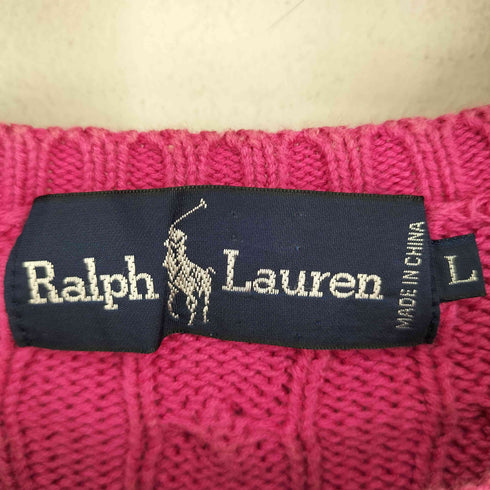 ラルフローレン RALPH LAUREN スモールポニー刺繍 ケーブルニット レディース L