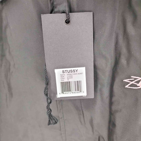 ステューシー Stussy ロゴ刺繍 バックプリント ドローコード ナイロン コーチ ジャケット メンズ import:XL