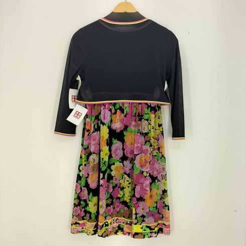 レオナール LEONARD 7分袖ボレロ付 フラワープリント切替半袖ワンピース レディース FR:36