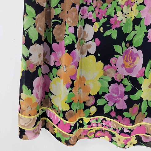 レオナール LEONARD 7分袖ボレロ付 フラワープリント切替半袖ワンピース レディース FR:36