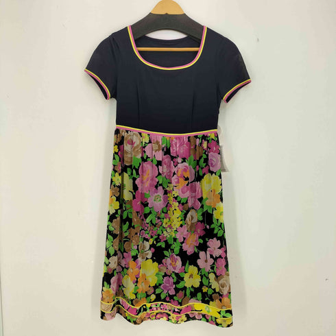 レオナール LEONARD 7分袖ボレロ付 フラワープリント切替半袖ワンピース レディース FR:36