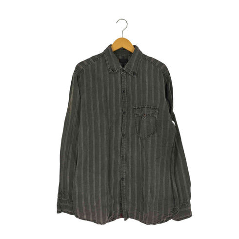 リーバイスレッド Levis RED 00s 後染め コットンリネン ボタンダウン ストライプシャツ メンズ import:L