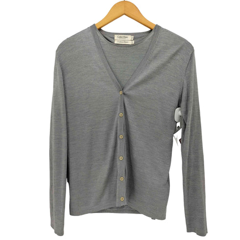 カルバンクライン CALVIN KLEIN イタリア製 シルク S/S ニット カーディガン アンサンブル レディース import:XS