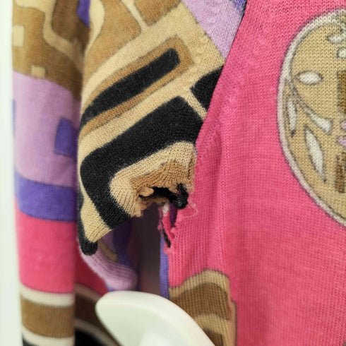 レオナール LEONARD イタリア製 総柄 ウール ハイネック ニットワンピース レディース