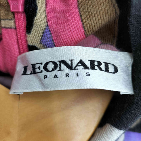 レオナール LEONARD イタリア製 総柄 ウール ハイネック ニットワンピース レディース