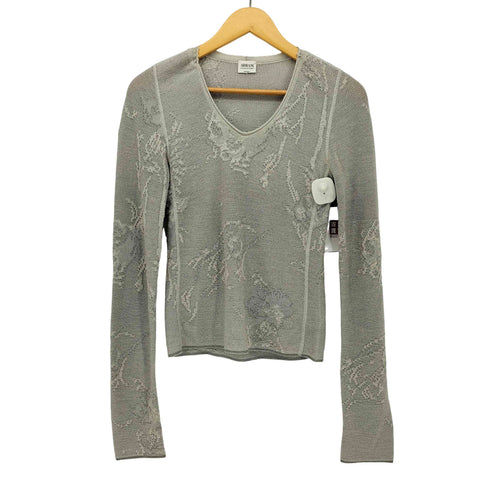 アルマーニコレツィオーニ ARMANI COLLEZIONI イタリア製 ジャガード クルーネック ニット レディース
