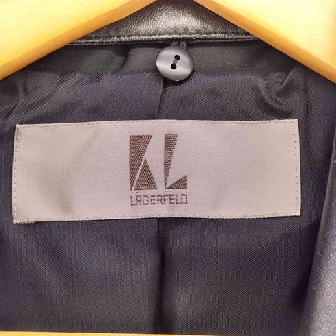 カールラガーフェルド Karl Lagerfeld 襟レザー シルク ダウン ジャケット レディース
