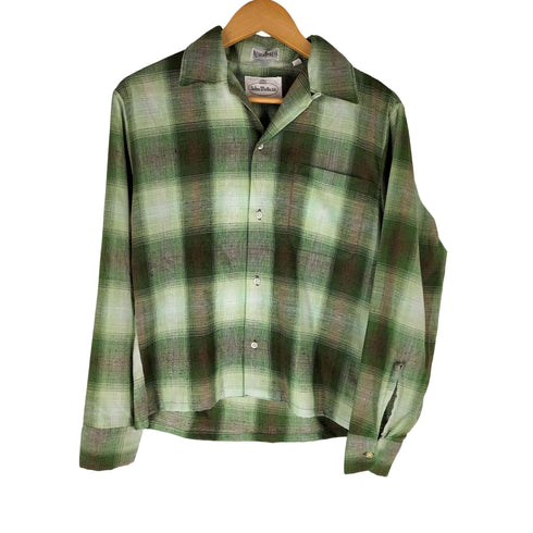 60S John WElls Ltd NEVER PRESS オンブレチェック ボックスシルエット 開襟 オープンカラー シャツ メンズ import:S