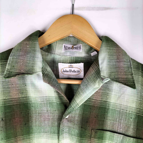 60S John WElls Ltd NEVER PRESS オンブレチェック ボックスシルエット 開襟 オープンカラー シャツ メンズ import:S
