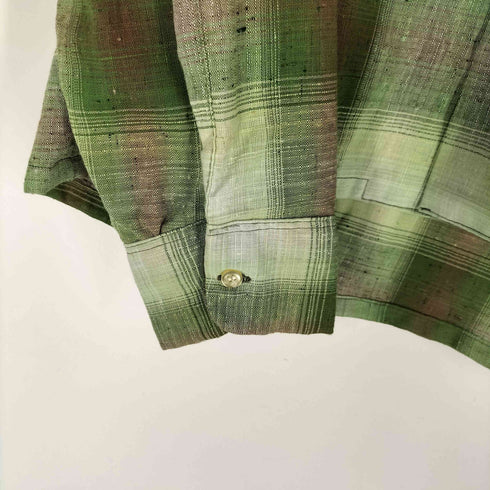 60S John WElls Ltd NEVER PRESS オンブレチェック ボックスシルエット 開襟 オープンカラー シャツ メンズ import:S