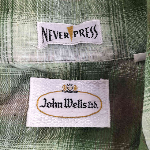 60S John WElls Ltd NEVER PRESS オンブレチェック ボックスシルエット 開襟 オープンカラー シャツ メンズ import:S