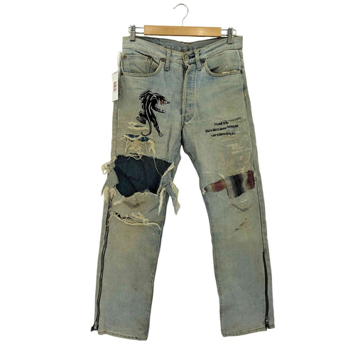 リーバイス Levis リペア加工 刺繍 サイドジップ ダメージデニムパンツ メンズ