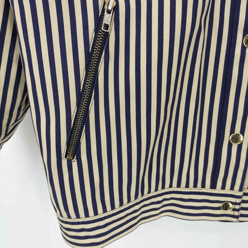 COUNTRY CASUALS マリンボーダー柄 エポレット ジッパーボタン 裏地キルティング カバーオールジャケット メンズ