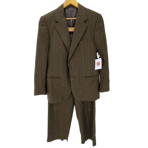 サルヴァトーレフェラガモ Salvatore Ferragamo 90S イタリア製 裏地 ロゴ総柄 グレンチェック 2B テーラード ジャケット 2タック スラックス パンツ スーツ メンズ 50