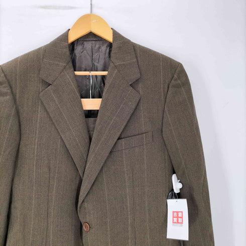 サルヴァトーレフェラガモ Salvatore Ferragamo 90S イタリア製 裏地 ロゴ総柄 グレンチェック 2B テーラード ジャケット 2タック スラックス パンツ スーツ メンズ 50