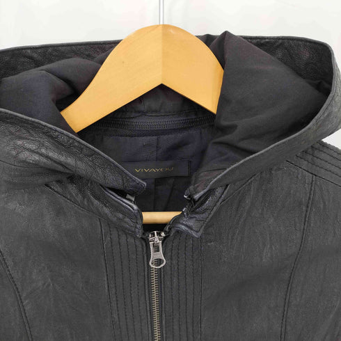 VIVAYOU PIG ダブルジップ フードデタッチャブル ピッグレザー ジャケット Y2K VKEI JAPANESE LABEL メンズ 2
