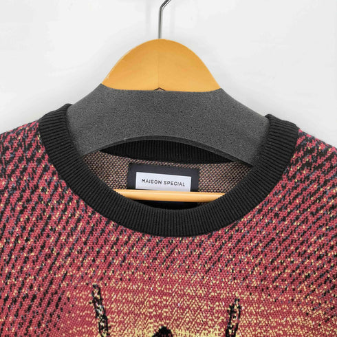 メゾンスペシャル MAISON SPECIAL Jacquard Prime-Over Short Sleeve Crew Neck Knit T-Shirt メンズ JPN:1