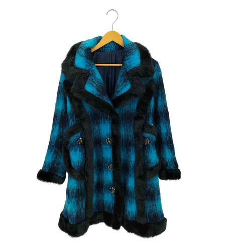 NOKO OHNO モヘヤ混 ファーパイピング チェック柄 シャギーコート domestic レディース 38