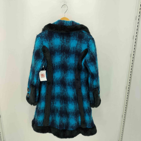 NOKO OHNO モヘヤ混 ファーパイピング チェック柄 シャギーコート domestic レディース 38