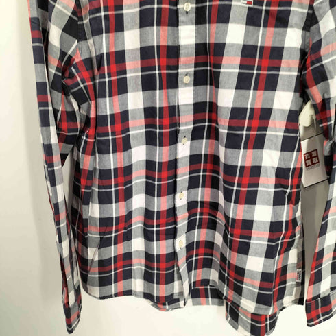 トミージーンズ tommy jeans REGULAR FIT ロゴ 刺繍 タータンチェック L/S シャツ メンズ import:XL