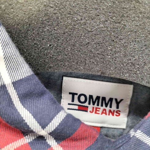 トミージーンズ tommy jeans REGULAR FIT ロゴ 刺繍 タータンチェック L/S シャツ メンズ import:XL
