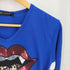 ROSSO スパンコール リップデザイン レオパード柄 Vネック 長袖Tシャツ カットソー Y2K JAPANESE LABEL メンズ M