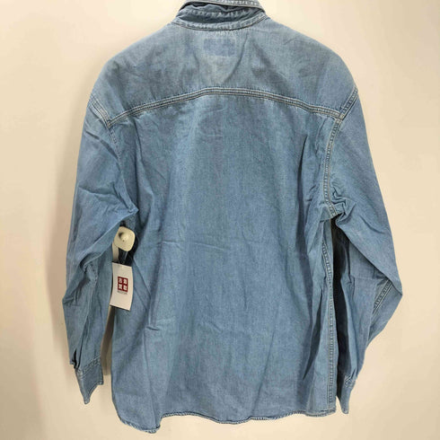 リー Lee 90S DENIM COLLECTION SUPER BOWL ロゴ 刺繍 アメリカンフットボール ボタンダウン シャンブレー L/S シャツ メンズ import:M