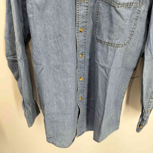 リー Lee 90S DENIM COLLECTION SUPER BOWL ロゴ 刺繍 アメリカンフットボール ボタンダウン シャンブレー L/S シャツ メンズ import:M