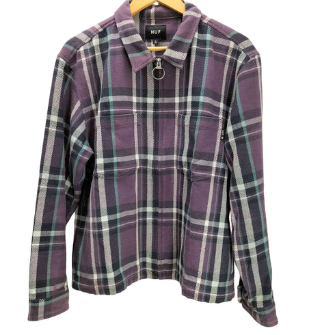 ハフ HUF JETT PLAID ZIP SHIRT ジェット プレイド ジップ シャツ メンズ import:L