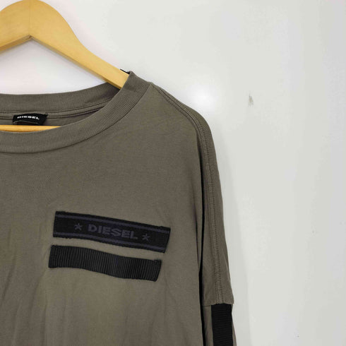 ディーゼル DIESEL コットン パッチワーク 長袖 Tシャツ メンズ import:XS