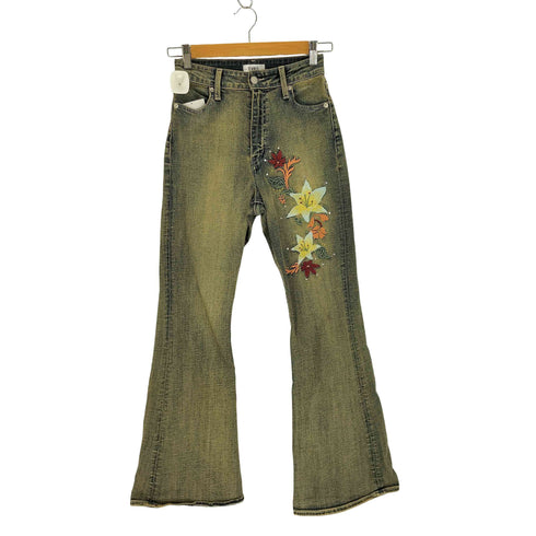 エヴリス EVRIS Embroideryフレアデニムパンツ Y2K グランジ レディース JPN:S