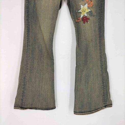エヴリス EVRIS Embroideryフレアデニムパンツ Y2K グランジ レディース JPN:S