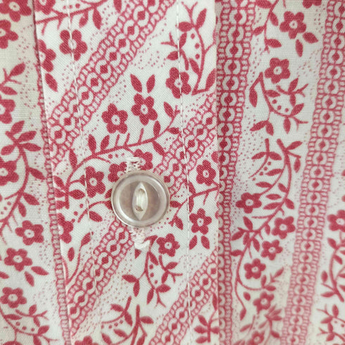 SHIRT 70s ネコ目ボタン 花柄シャツ レディース
