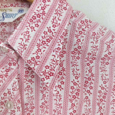 SHIRT 70s ネコ目ボタン 花柄シャツ レディース