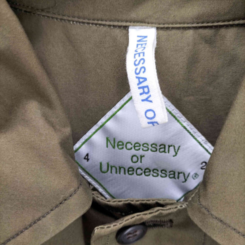 ネセサリーオアアンネセサリー Necessary or unnecessary 比翼ボタン コットン ステンカラー コート メンズ JPN:2